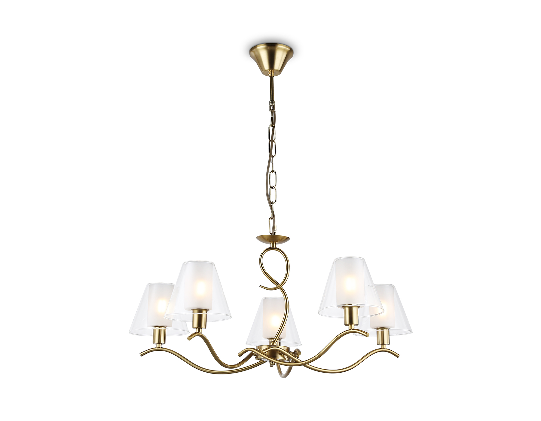 Подвесная люстра со стеклянными плафонами LH57091/5 BS/FR латунь/белый матовый E14/5 max 40W D690*790