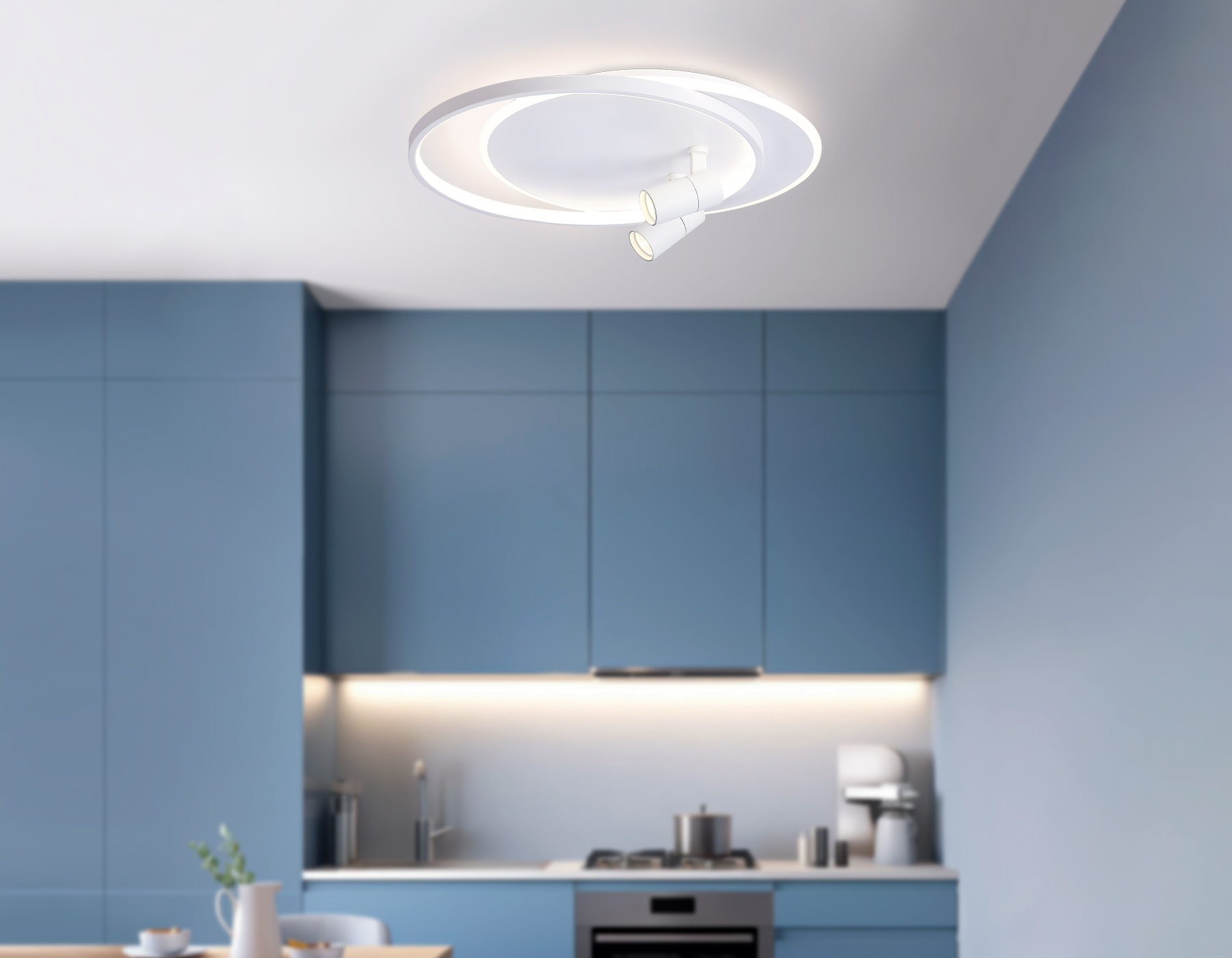 Настенно-потолочный светодиодный светильник с пультом FL51391/1+2 WH белый 3000K-6400K 65W 560*480*120 (ПДУ РАДИО 2.4G)