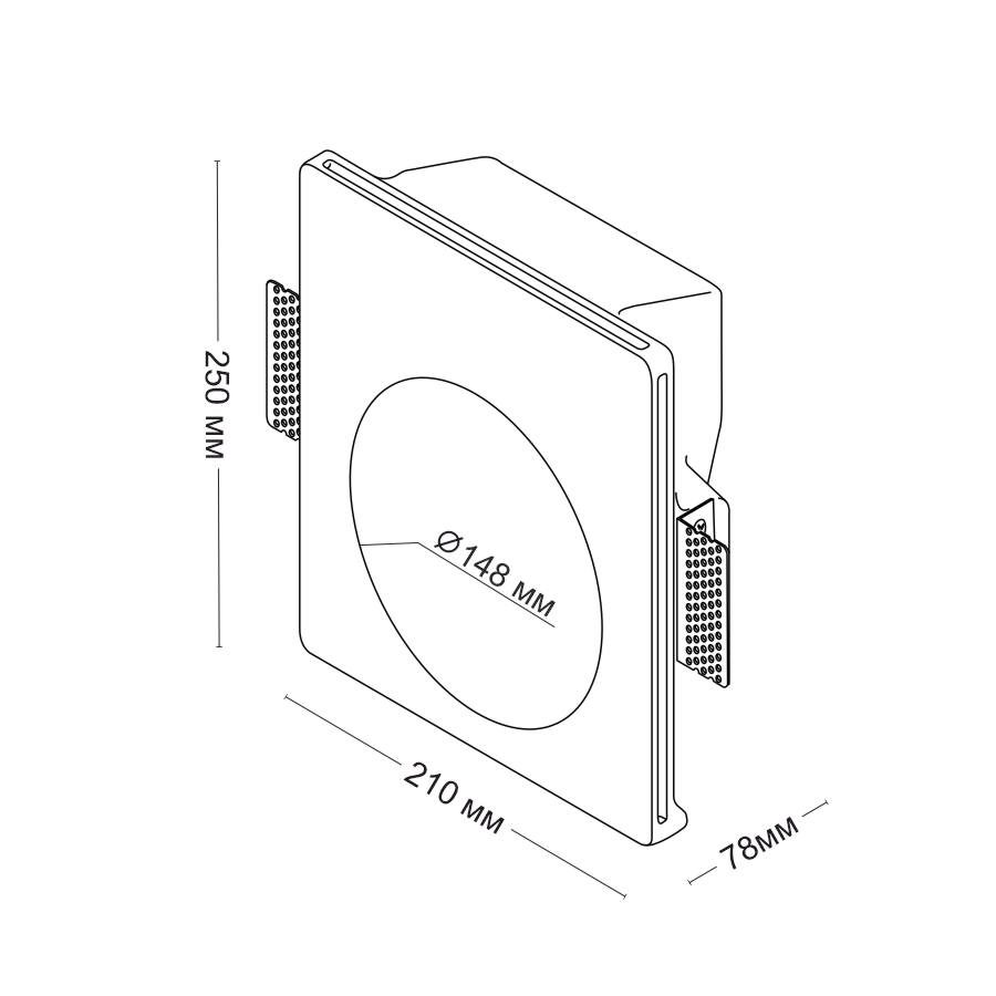 Встраиваемый гипсовый светильник для стен и ступеней Ledron MW3013 (3768)