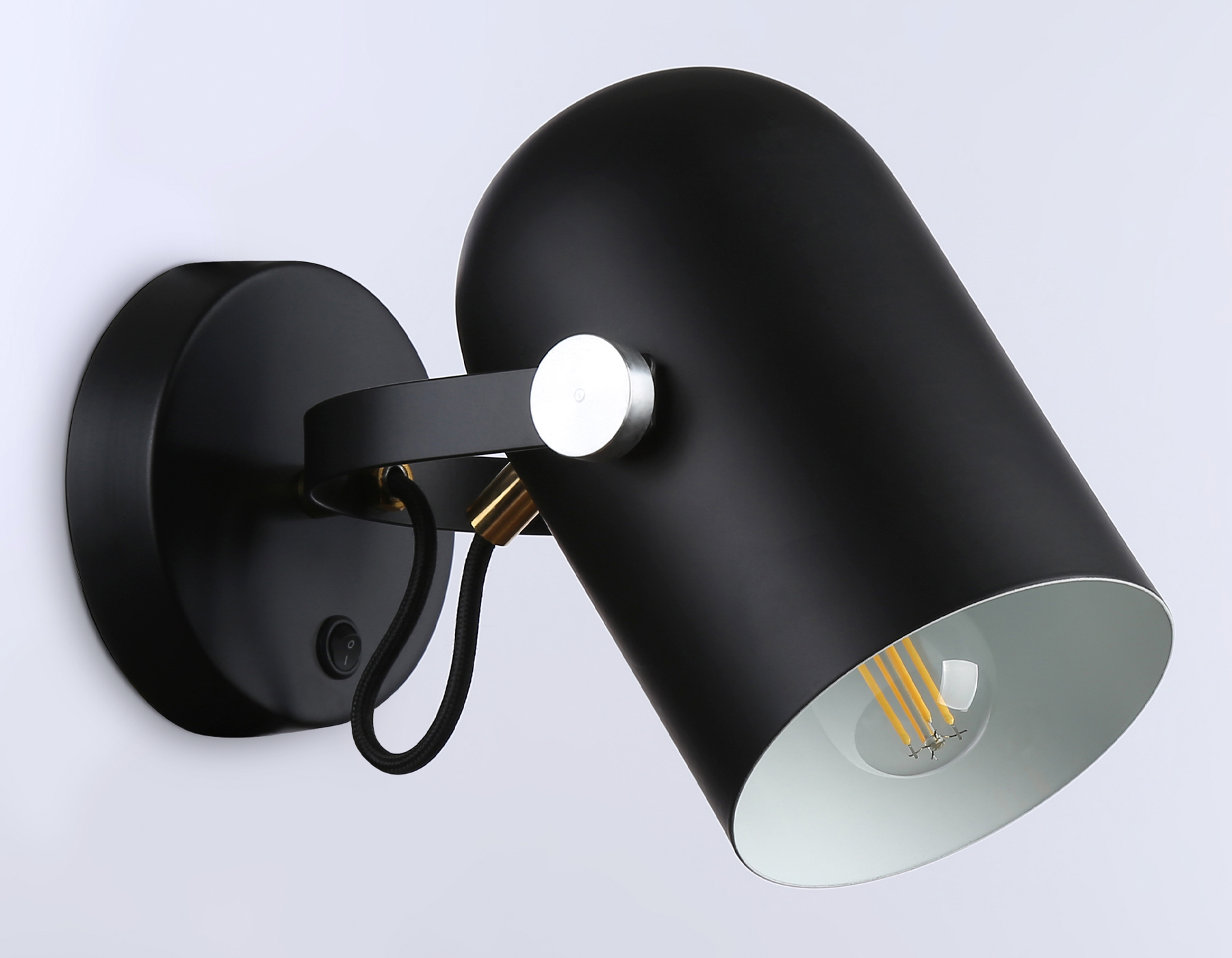 Накладной спот с выключателем в стиле лофт TR8204 BK черный E27 max 40W D117*280