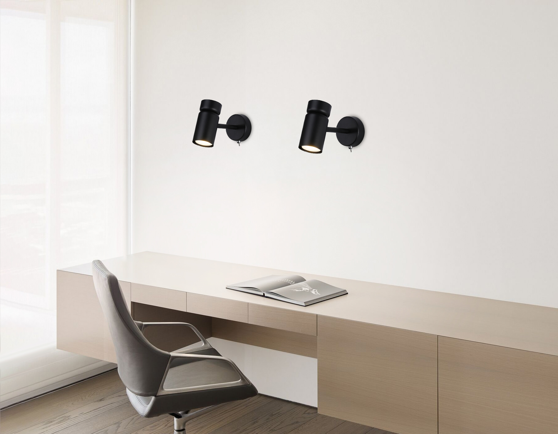 Настенный светильник с выключателем и сменной лампой GU10 TA13184 BK черный GU10 max 12W D60*L120*H150