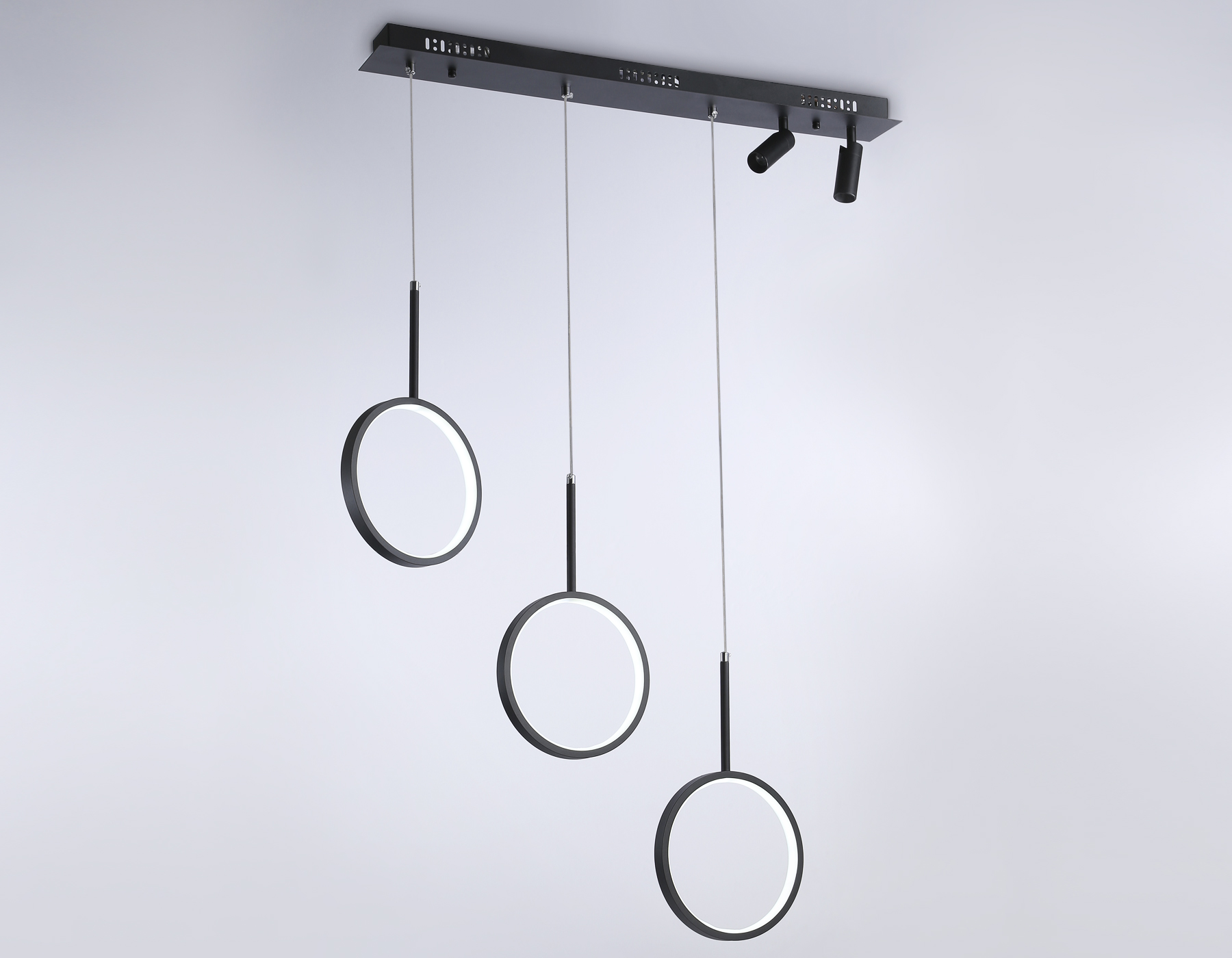 Подвесной светодиодный светильник с пультом FL5278/3+2 BK черный 59W 3000K/4200K/6400K+4200K 800*20*1200 (ПДУ ИК)