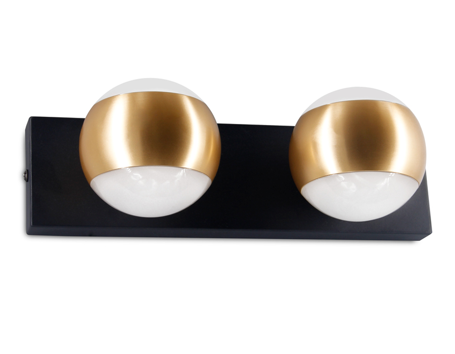 Настенный поворотный светильник с акрилом FW575/2 SBK/GD черный песок/золото G9 max 40W 260*70*85