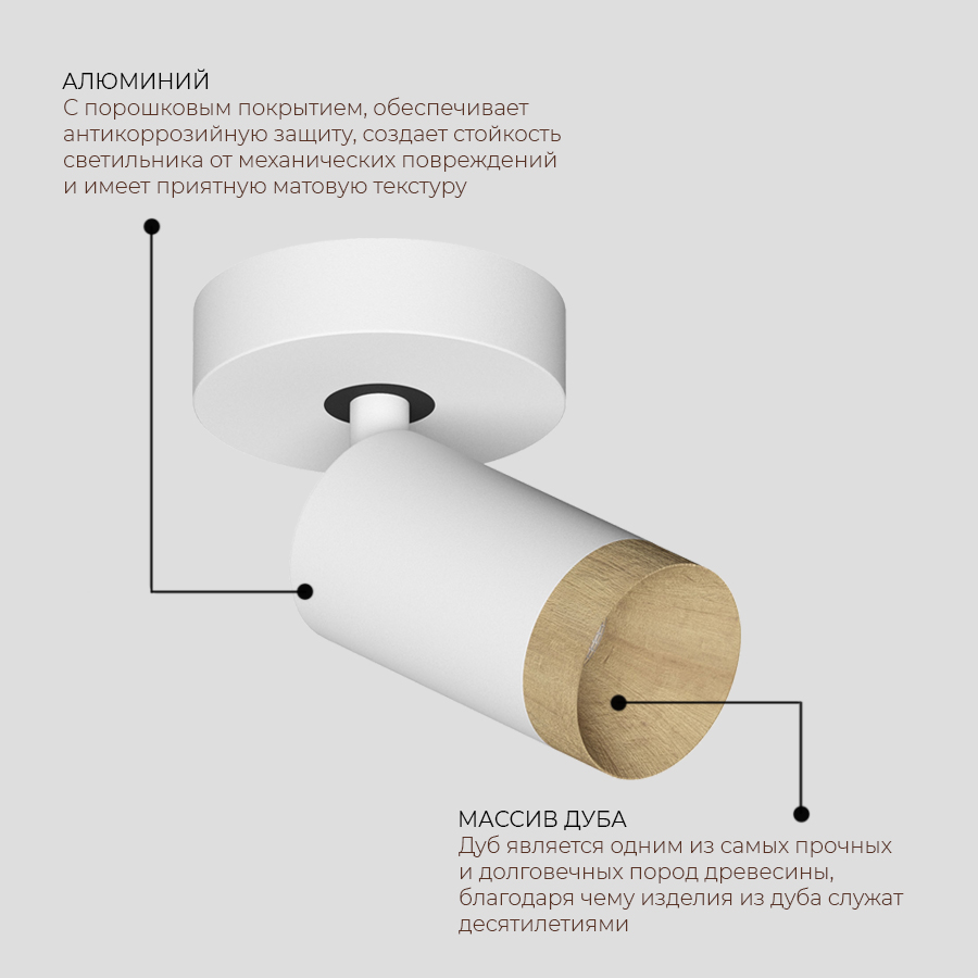 Накладной светодиодный светильник Ledron SAGITONY R1 S60 Dim Wooden White (10190)