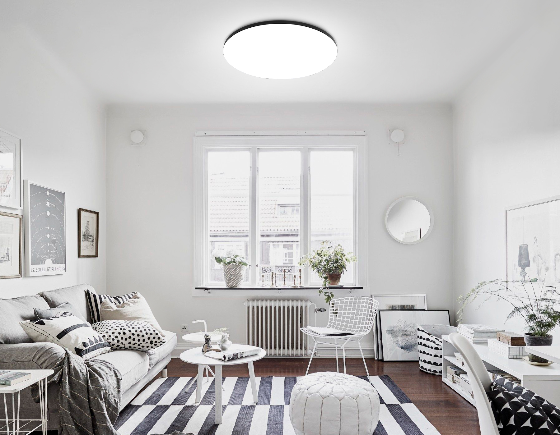 Умный светодиодный светильник Smart Ambrella Light 30W с Wi-Fi, Яндекс Алисой, Tuya, Smart Home, Alexa и ИК пультом FZ2006 BK черный IP54 30W 3000K-6500K+RGB Wi-Fi Алиса/Tuya/Smart Home/Alexa D450*60 (ПДУ ИК)