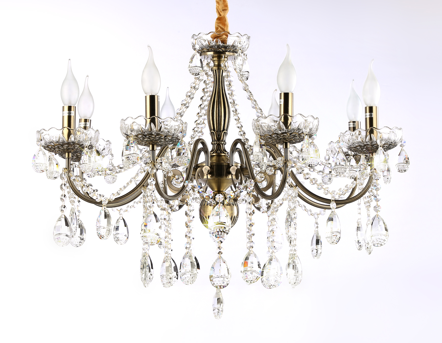 Подвесная классическая люстра с хрусталем TR4950/8 SB/CL бронза/прозрачный E14/8 max 40W D620*585