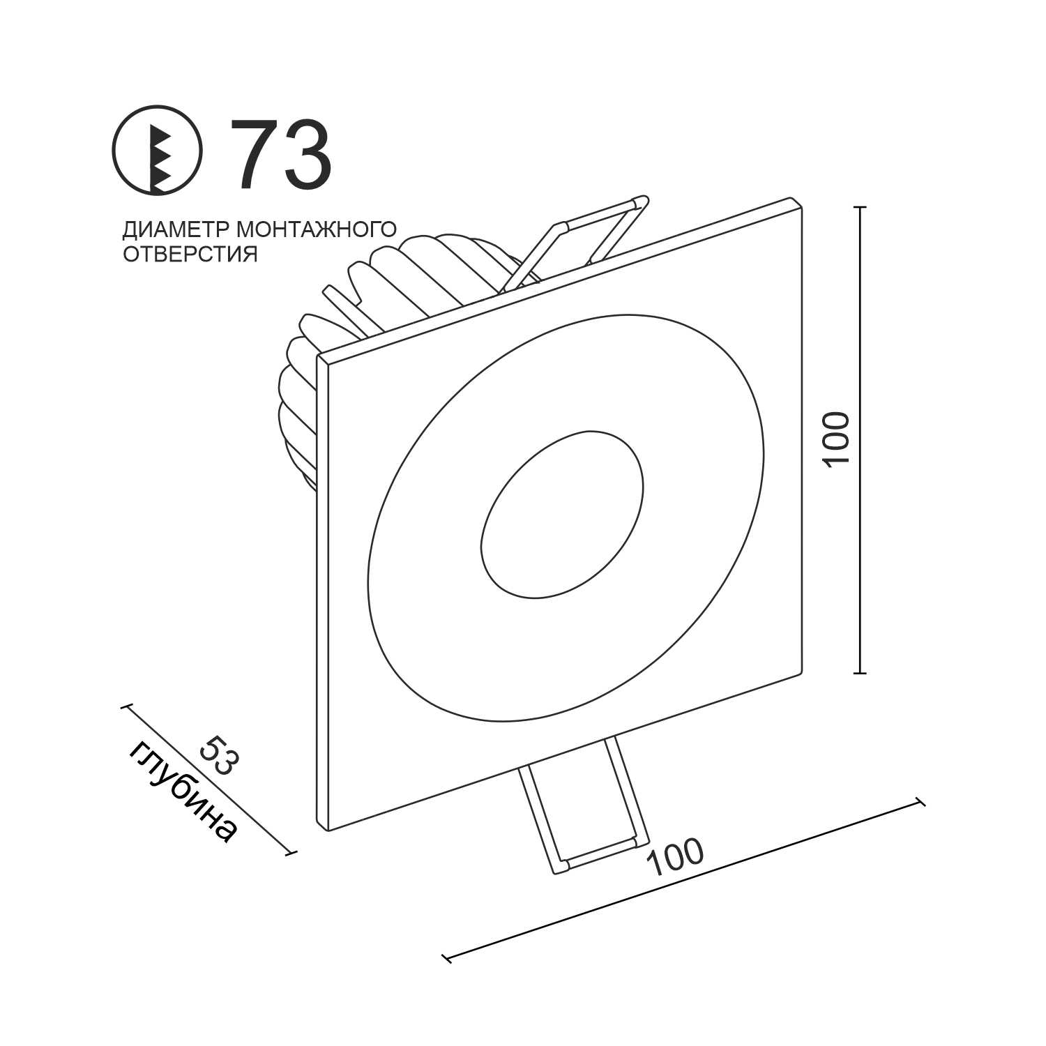 Встраиваемый светодиодный светильник Ledron LH07S-R SQ Black-White (2175)
