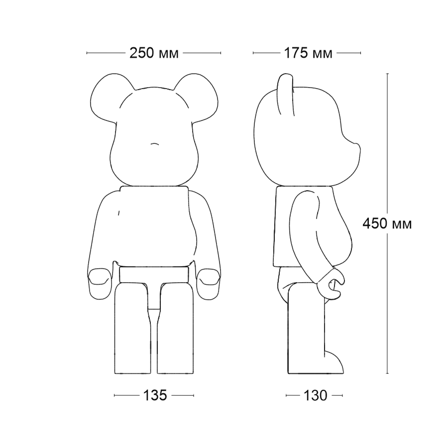 Статуэтка BEARBRICK белый с золотым (9489)