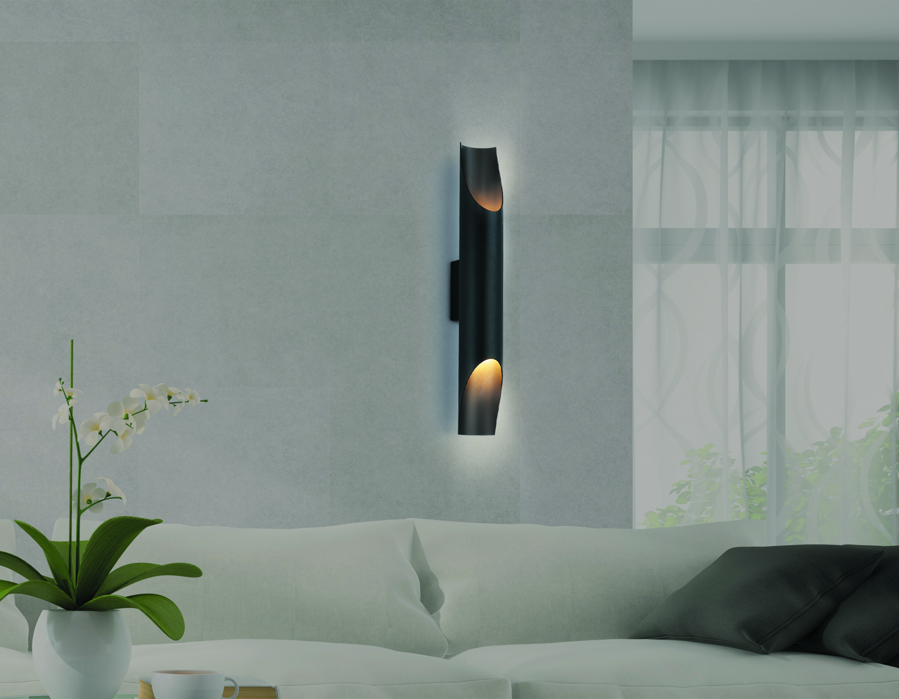 Светильник настенный со сменной лампой E27 TN5152/2 BK черный E27/2 max 40W 400*60*85