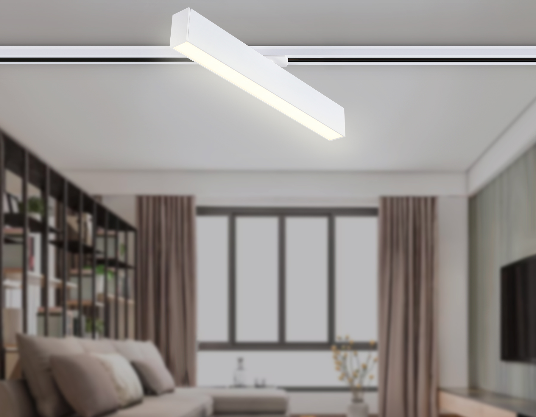 Трековый однофазный светодиодный светильник GL6769 WH белый LED 24W 3000K 600*22*48