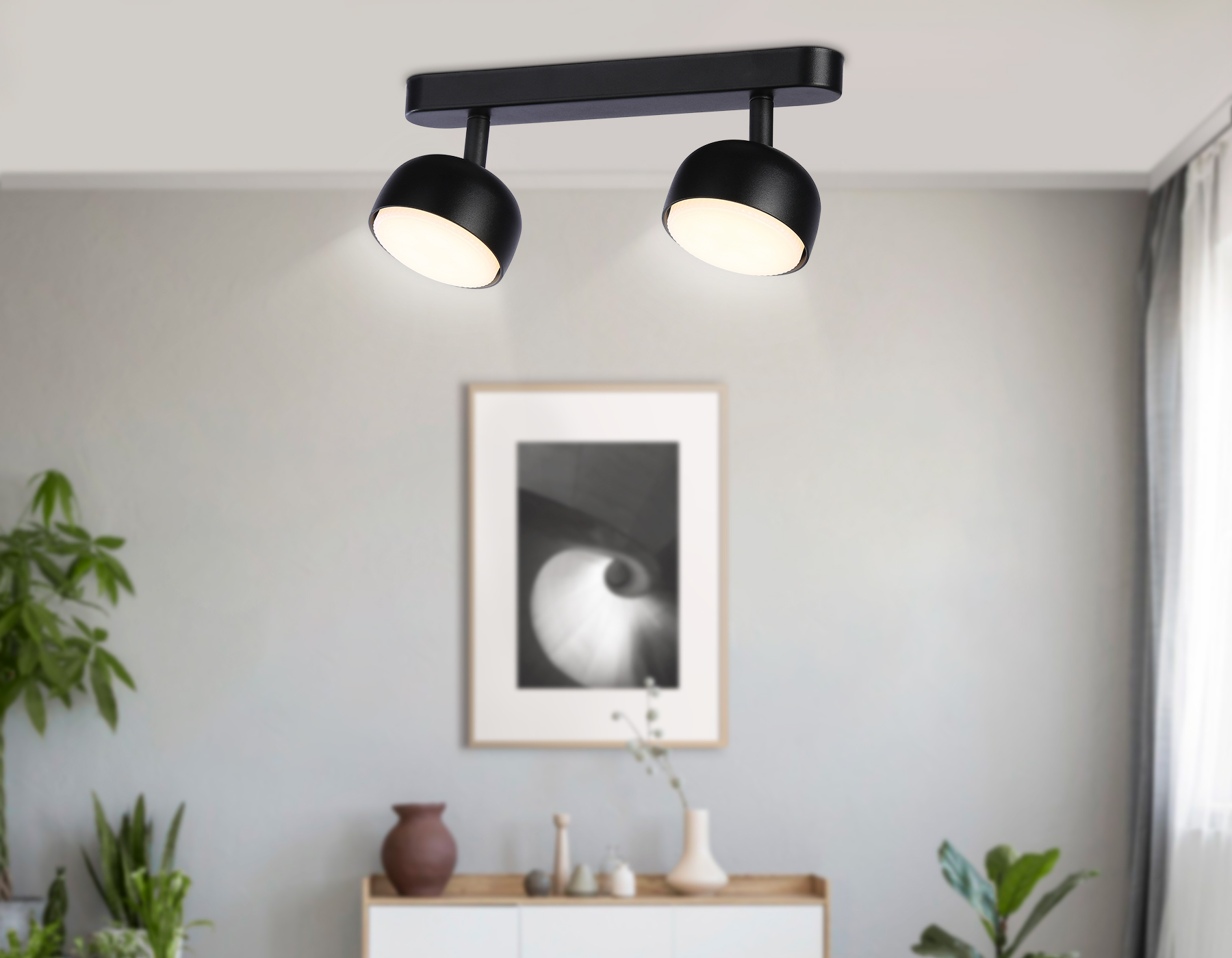 Светильник накладной поворотный со сменной лампой GX53 TN71012/2 BK черный GX53/2 max 12W 260*80*90