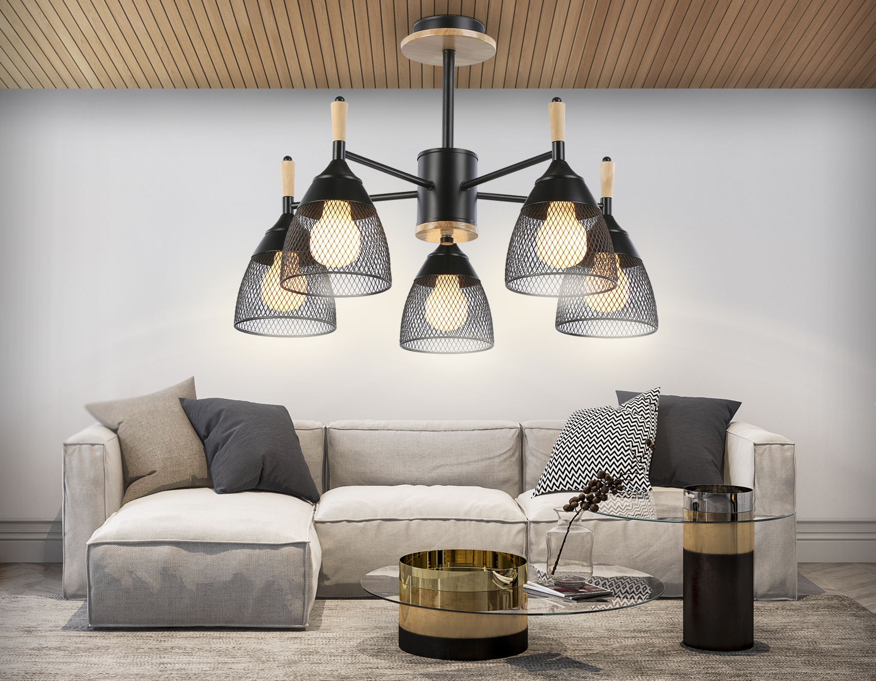 Подвесная люстра TR8015/5 BK черный E27*5 max 40W D600*385