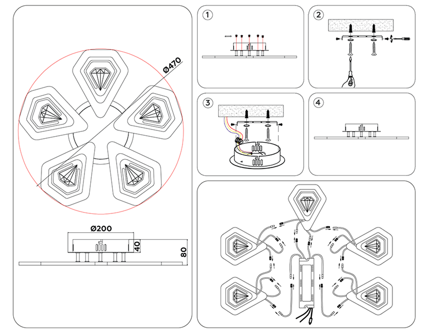 Потолочный светодиодный светильник с пультом FA4030/5 WH белый 96W 3000K+6400K/4200K/6400K+3000K D470*80 (ПДУ ИК)