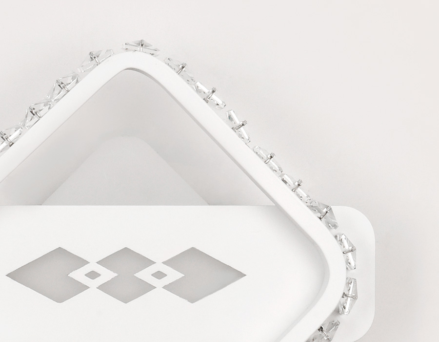 Настенный светодиодный светильник с хрусталем FA225 WH белый LED 6400K+3000K/4200K 24W 200*200*40