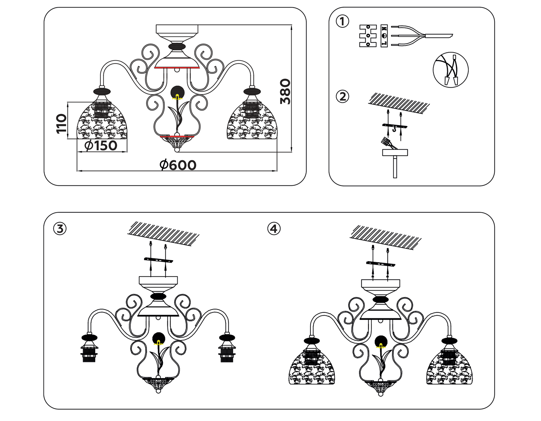 Потолочная люстра TR3057/5 BG/GD/FR бежевый/золото/белый матовый E27/5 max 40W D600*380