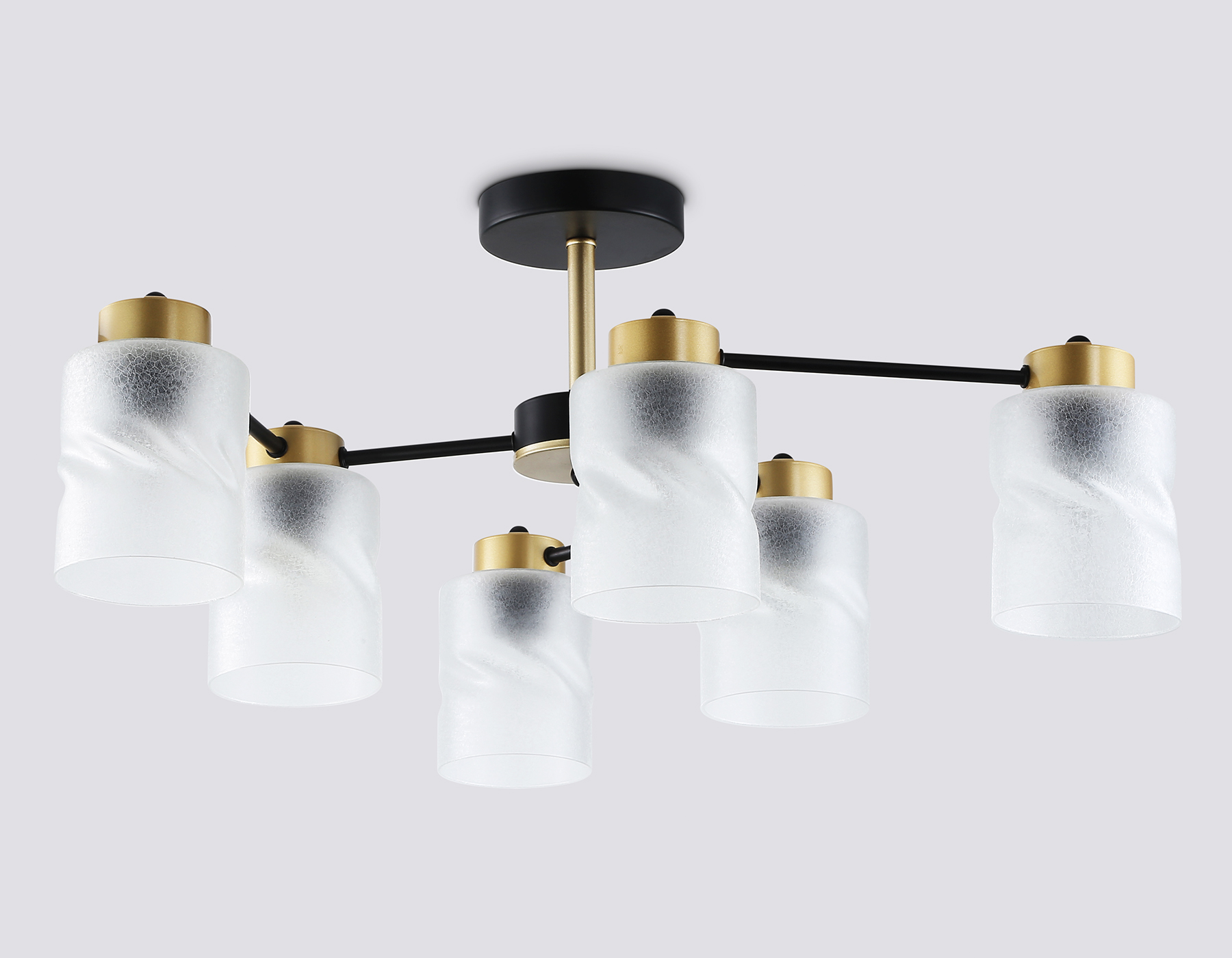 Люстра на штанге со стеклянными плафонами TR303325/6 BK/GD черный/золото E27/6 max 60W D680*270