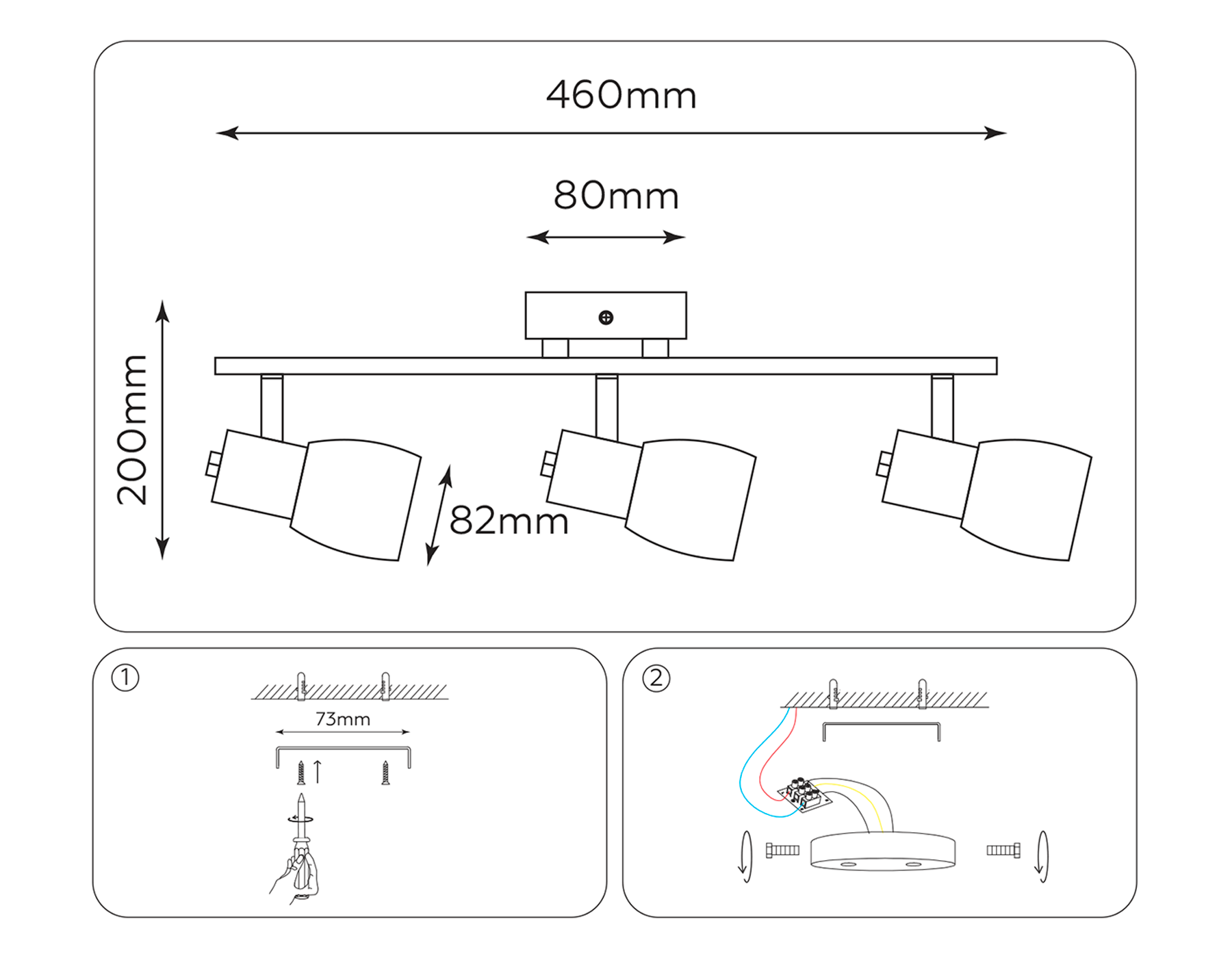Настенно-потолочный спот TR3965/3 CH/FR хром/белый матовый E27*3 max 40W 460*82*200