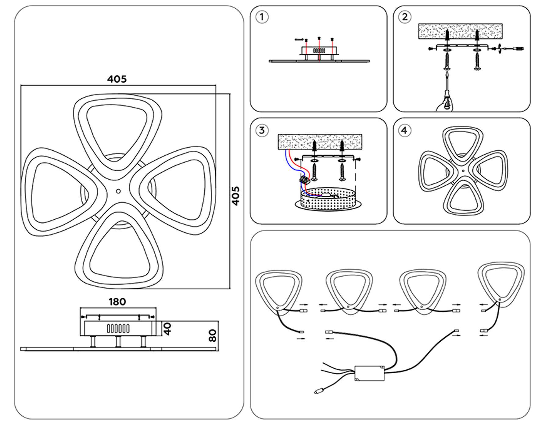 Потолочный светодиодный светильник с пультом FA4482/4 WH белый 4200K/3000K+6400K/6400K+3000K 45W 405*405*80 (ПДУ ИК)