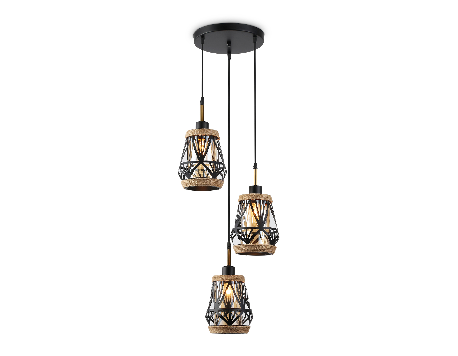 Светильник подвесной в стиле лофт TR8522/3 BK/SB черный/бронза E27/3 max 60W D380*1000