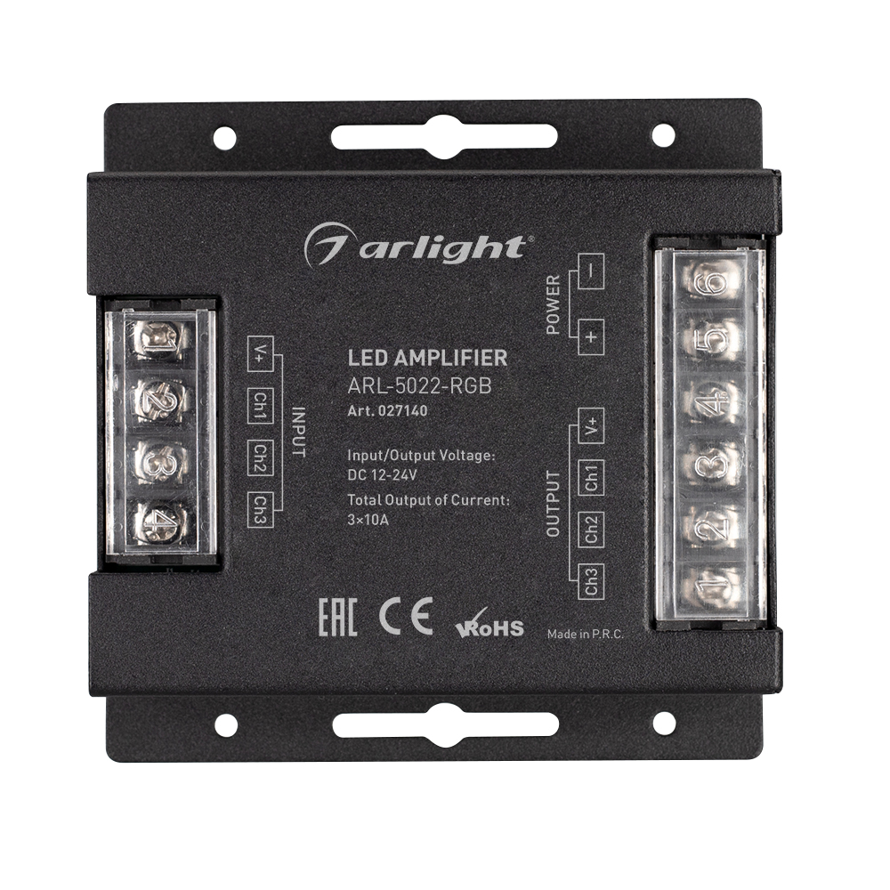 Усилитель ARL-5022-RGB (12-24V, 3x10A, 360-720W) (Arlight, IP20 Металл, 3 года) 027140