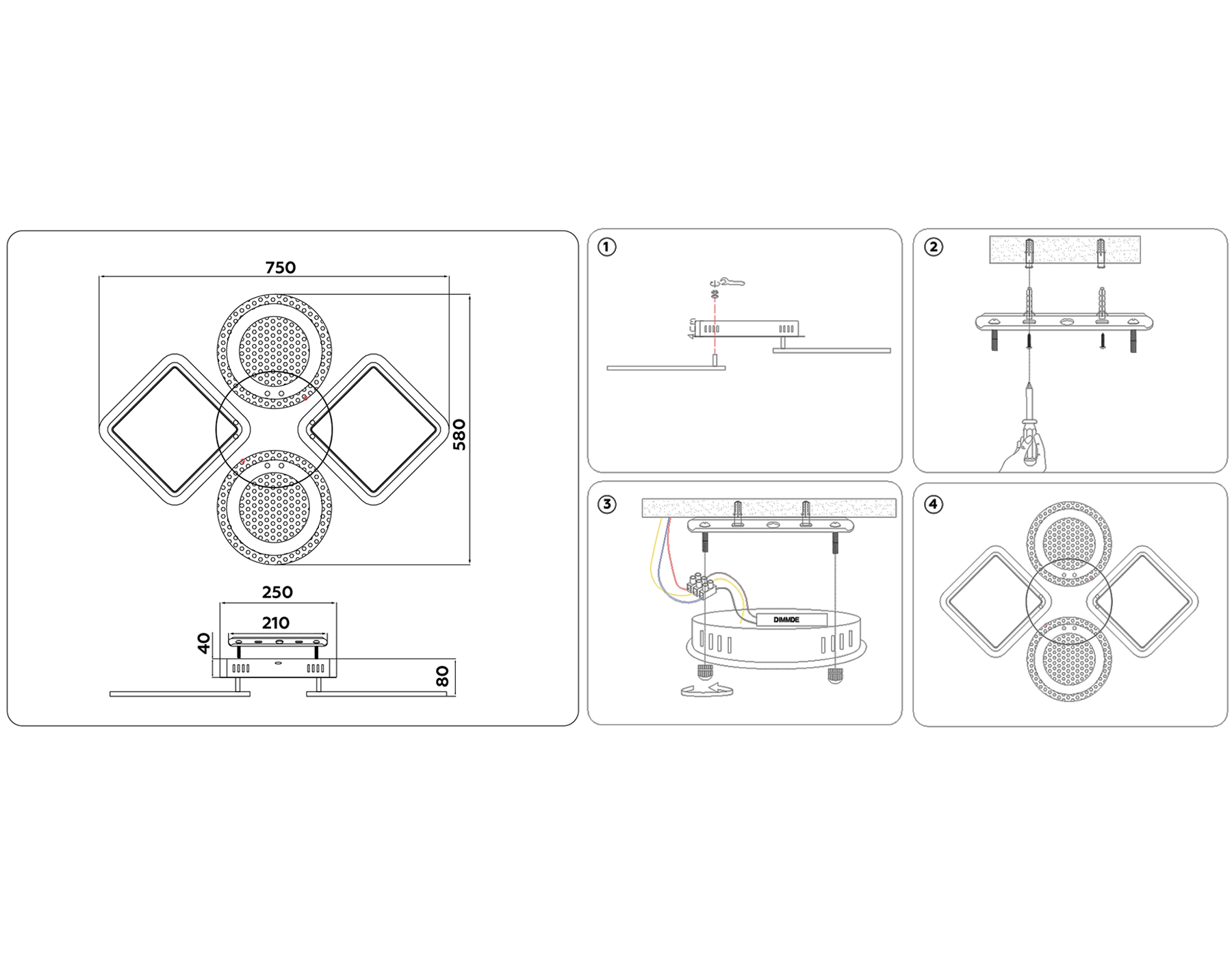 Потолочный светодиодный светильник с пультом FA431/4 CF кофе 108W 750*580*80 (ПДУ РАДИО 2.4G)