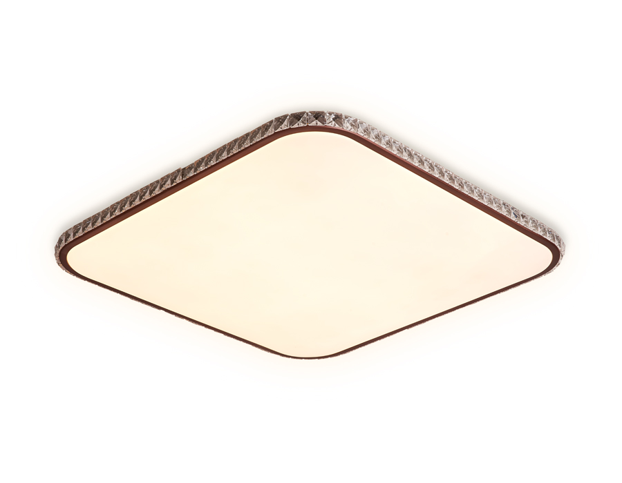 Потолочный светодиодный светильник с пультом и дополнительной подсветкой FF76 WH/CF белый/кофе 72W+30W 490*490*60 (ПДУ ИК)