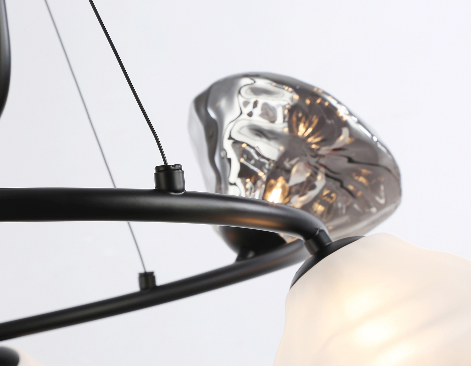 Подвесная люстра LH15003/6 BK/FR/SM черный/белый матовый/дымчатый G9*6 max 40W D630*1150