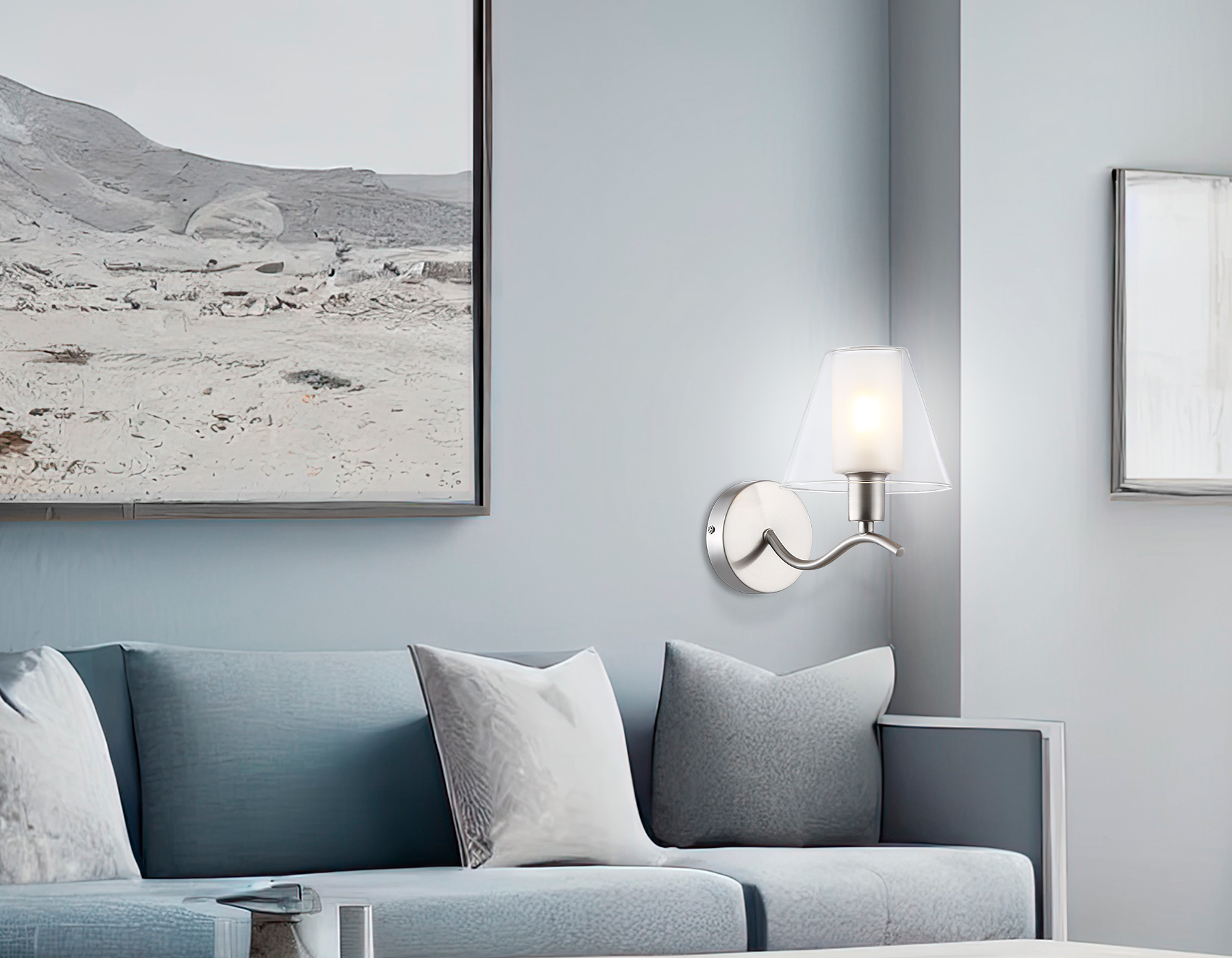 Настенный светильник со стеклянным плафоном LH57085 SN/FR никель/белый матовый E14 max 40W 230*140*200