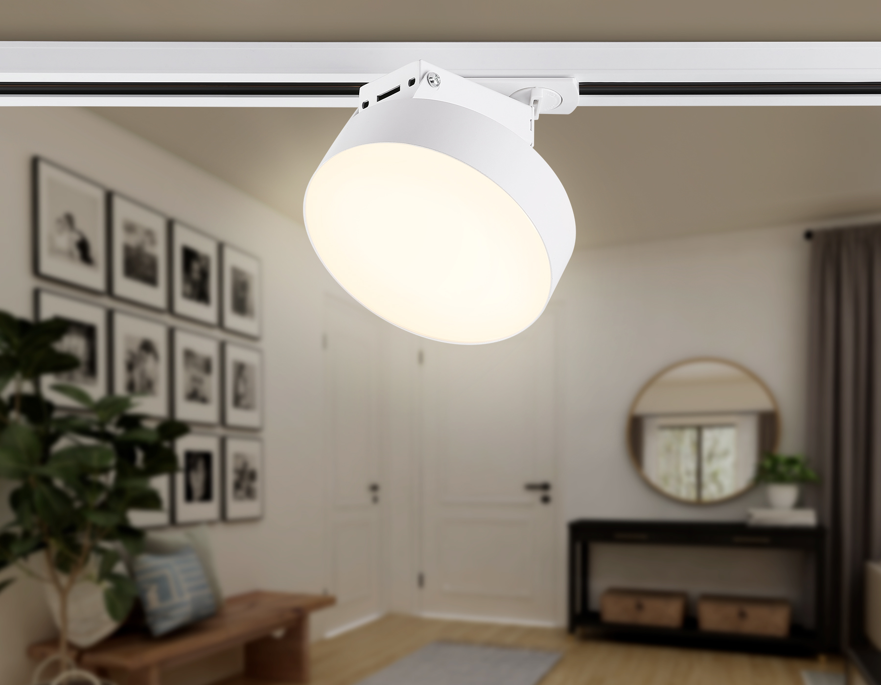 Трековый однофазный светодиодный светильник GL6835 WH белый LED 15W 3000K D115*80