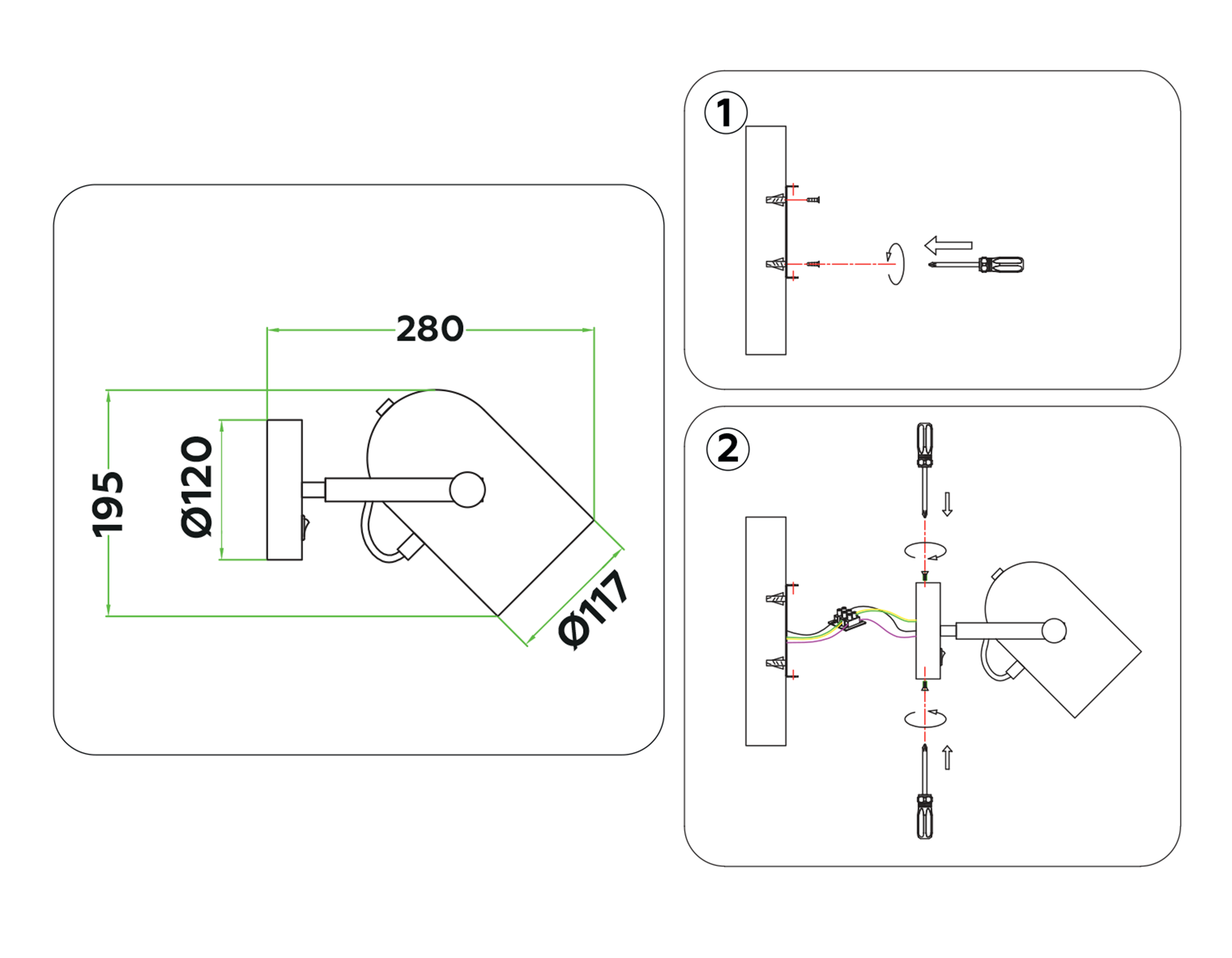 Накладной спот с выключателем в стиле лофт TR8202 WH белый E27 max 40W D117*280