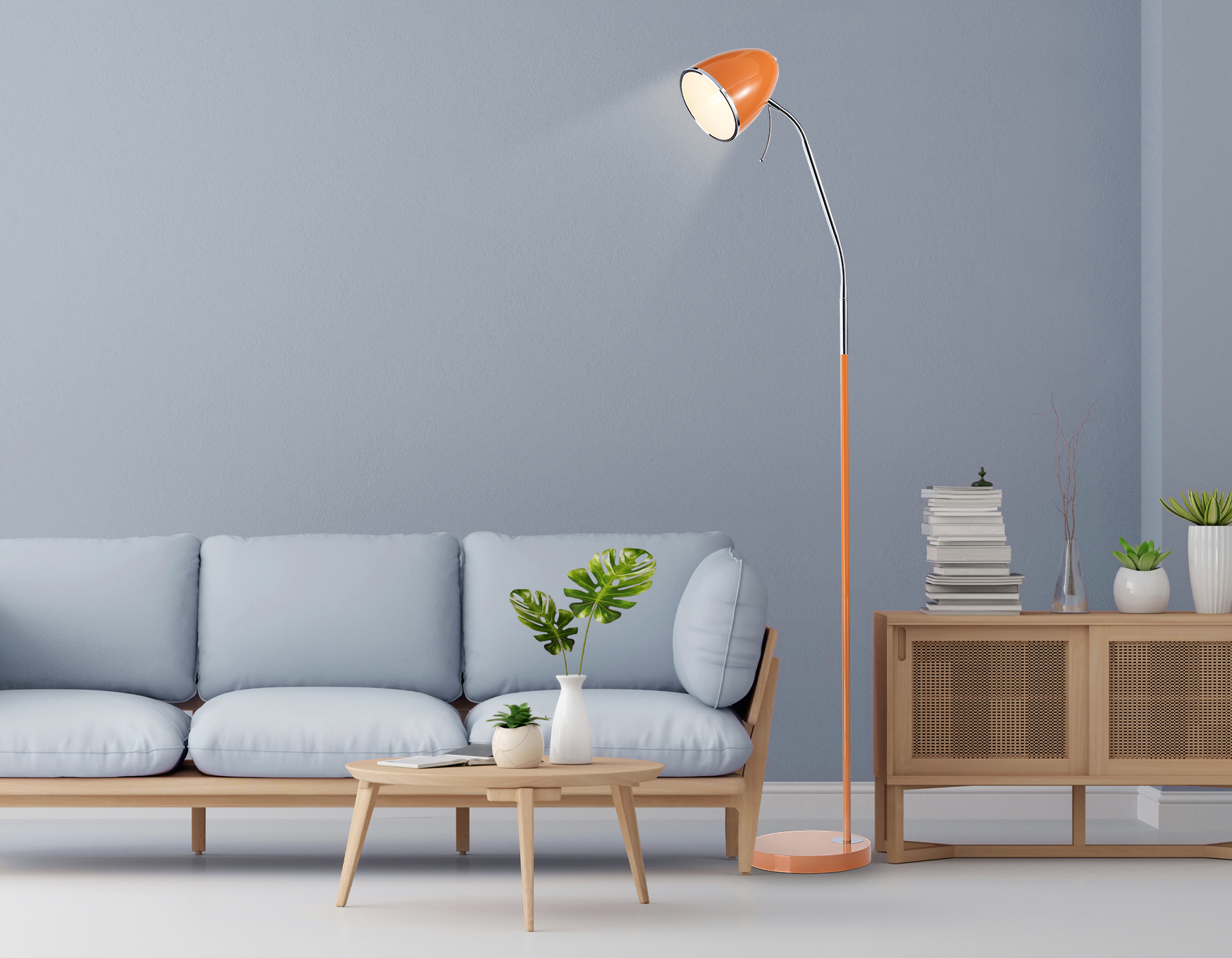 Светильник напольный с выключателем на проводе TR97689 OR оранжевый E27 max 40W D150*1540