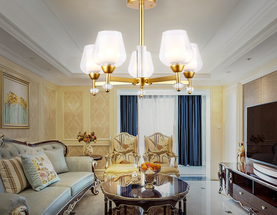 Подвесная люстра со сменными лампами TR3154/5 GD/CL золото/прозрачный E27/5 max 40W D630*460