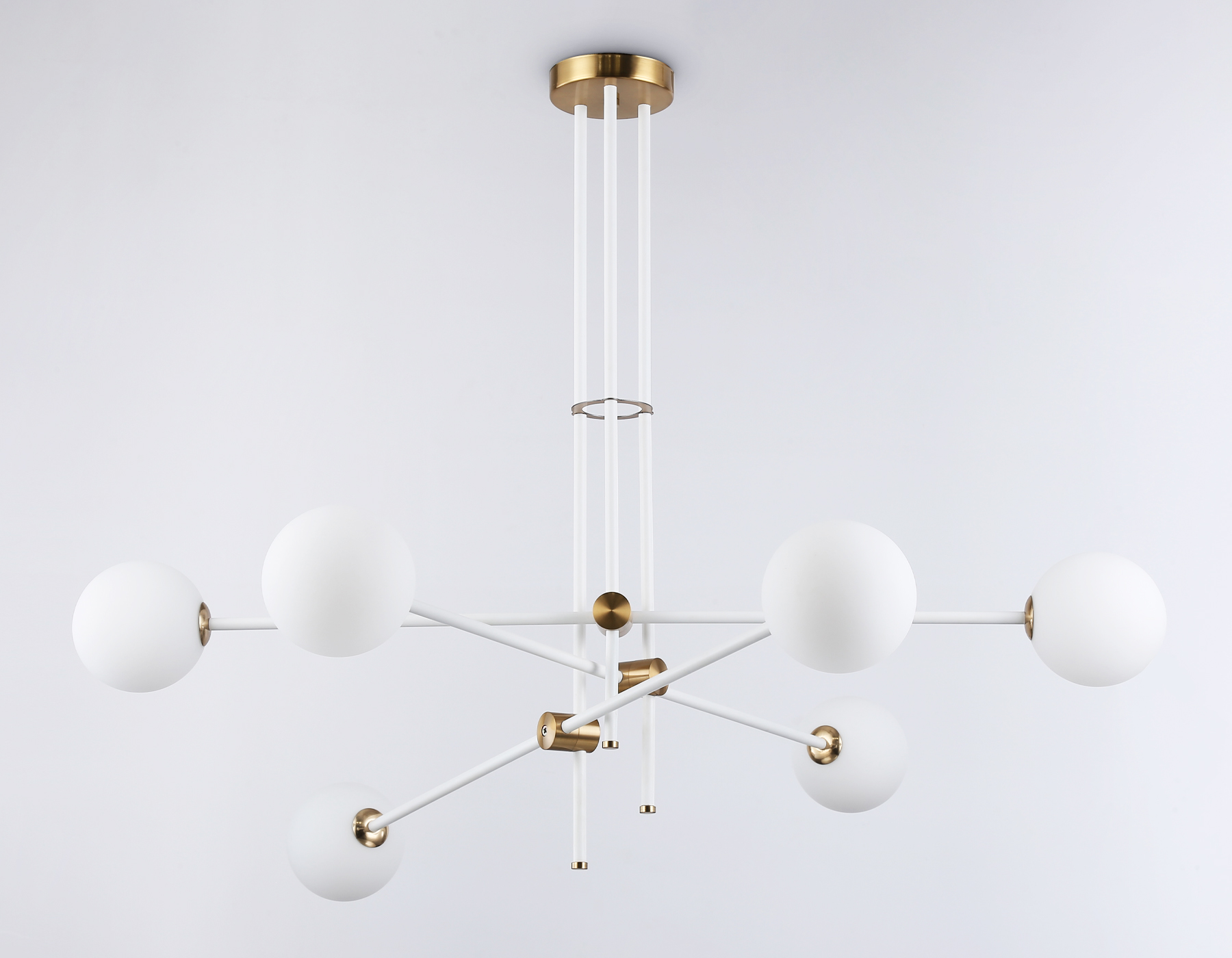 Подвесной светильник TR2521/6 WH/BS белый/латунь G9/6 max 10W D970*750