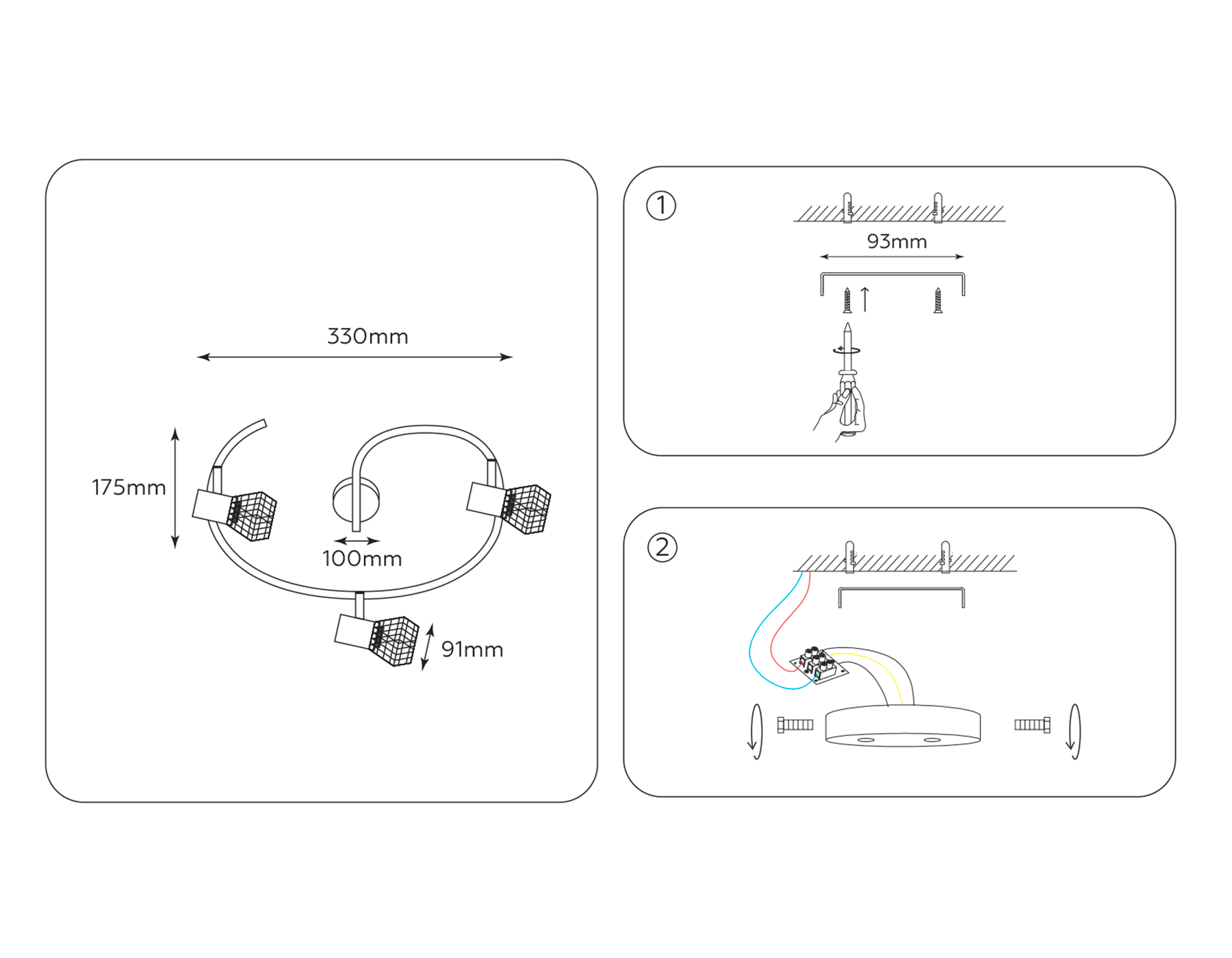 Настенно-потолочный спот в стиле лофт TR8624/3 BK/CH черный/хром E27*3 max 40W D330*175