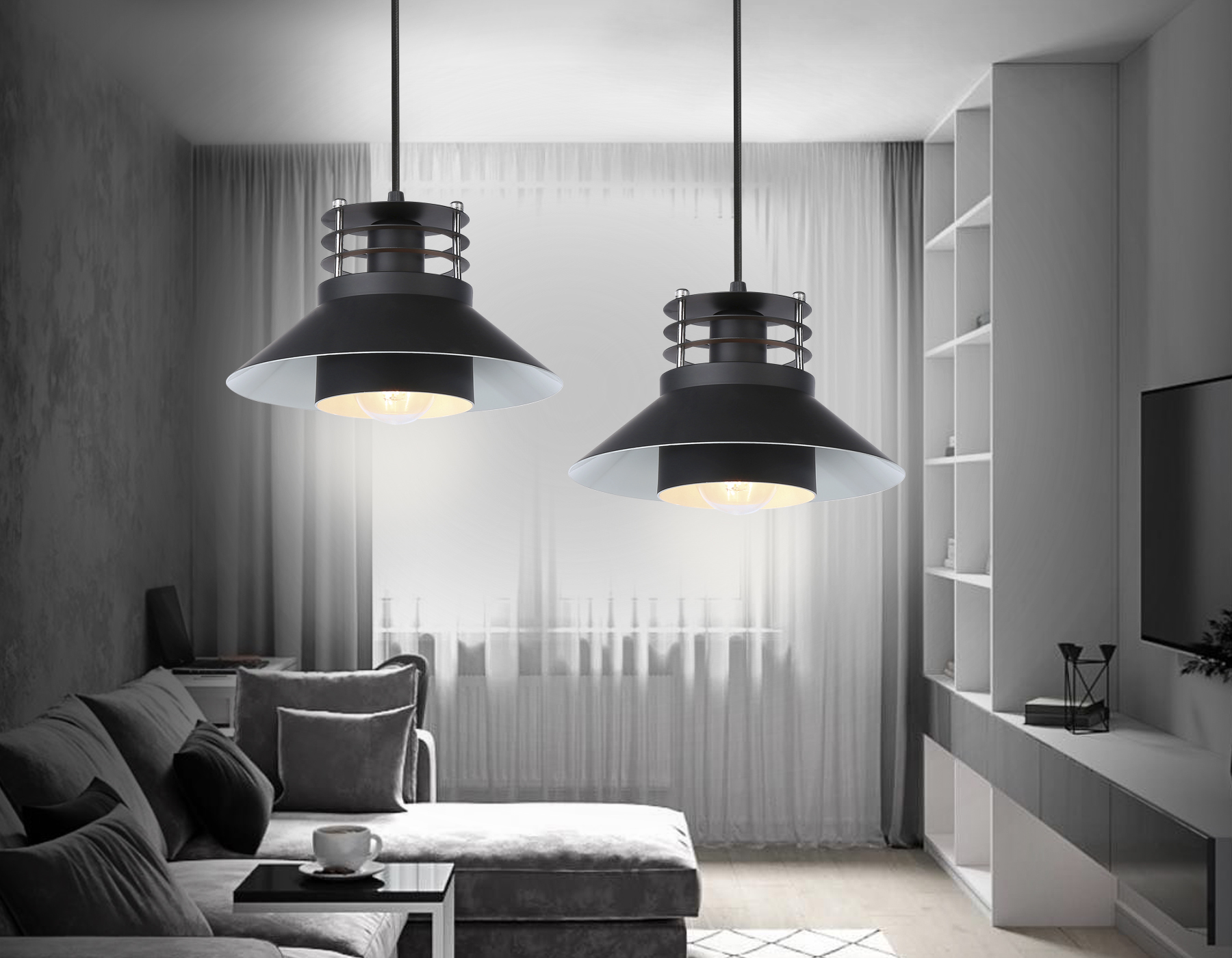 Подвесной светильник в стиле лофт TR8172 BK черный E27 max 40W D203*940