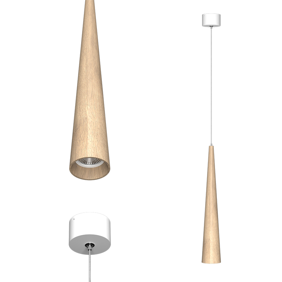 Подвесной накладной светильник WoodCone White под сменную лампу (11075)