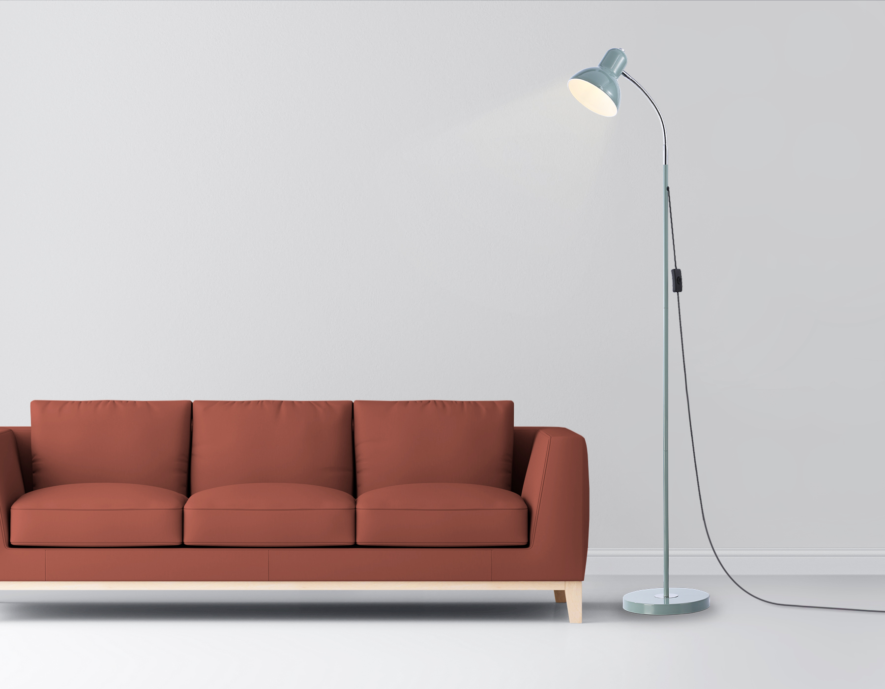 Светильник напольный с выключателем на проводе TR97662 GN зеленый E27 max 40W D140*1450