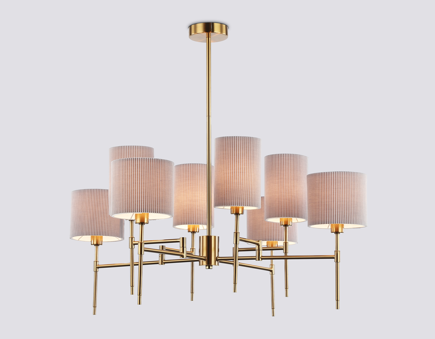 Люстра на штанге с абажурами LH72383/8 BS/GR латунь/серый E14*8 max 40W D810*705