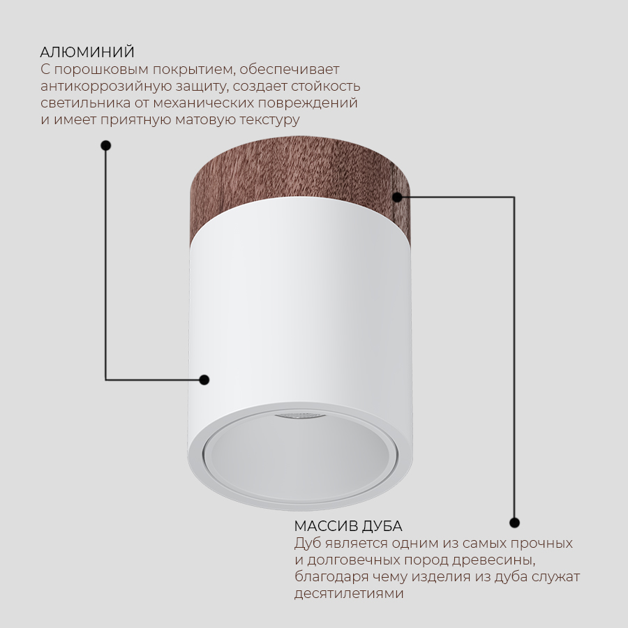 Накладной светодиодный светильник Ledron RINBOK 130 Wooden White (4415)