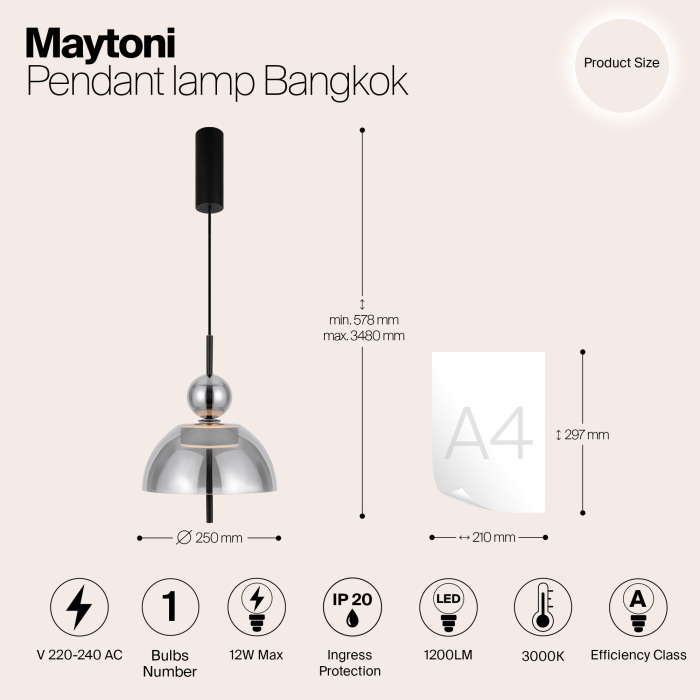 Подвесной светильник Maytoni Bangkok MOD185PL-L6B3K4 (mod185pl-l6b3k4)