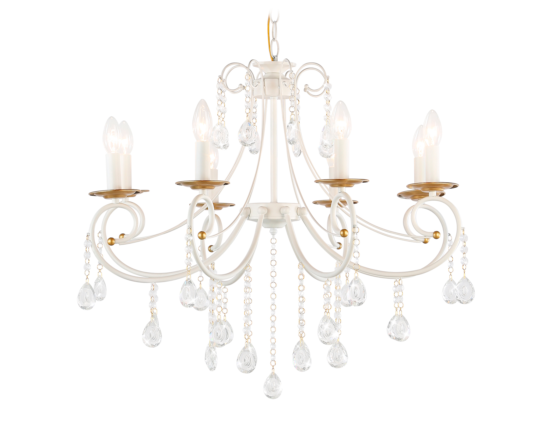 Подвесная люстра с хрусталем TR4917/8 WH/GD белый/золото E14/8 max 40W D740*930