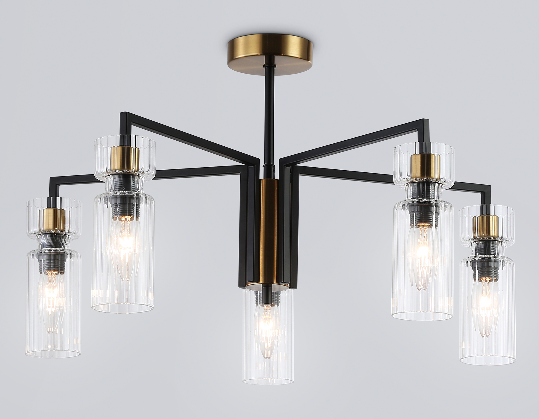 Люстра на штанге LH56113/5 BK/BS/CL черный/латунь/прозрачный E14*5 max 40W D605*350