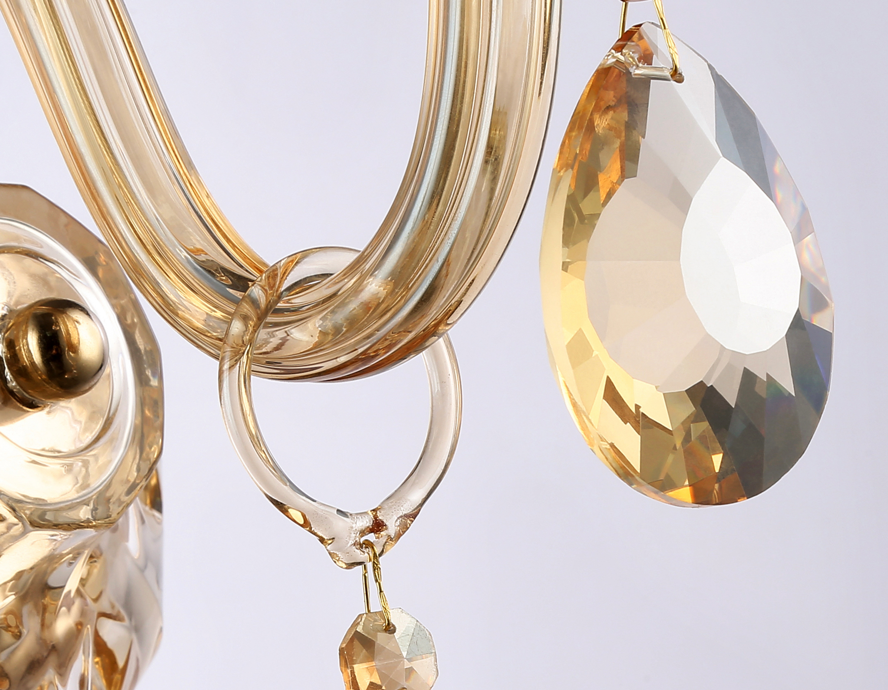 Настенный классический светильник с хрусталем TR4912 GD/TI золото/янтарь E14 max 40W 294*160*246