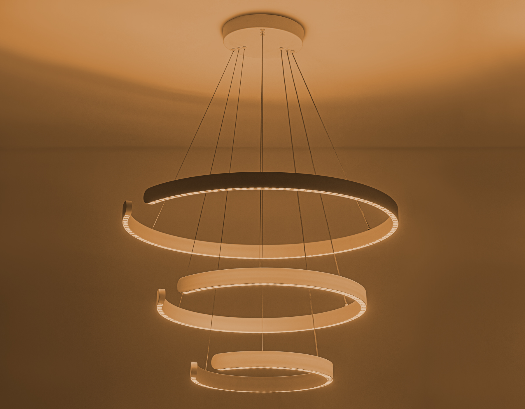 Подвесной светодиодный светильник FL5887/3 WH белый 90W 3000K/4200K/6400K D800/600/400*1200 (без ПДУ)