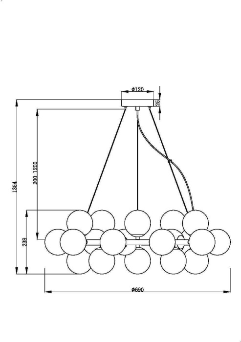Подвесной светильник паук Dallas MOD545PL-25BS (mod545pl-25bs)