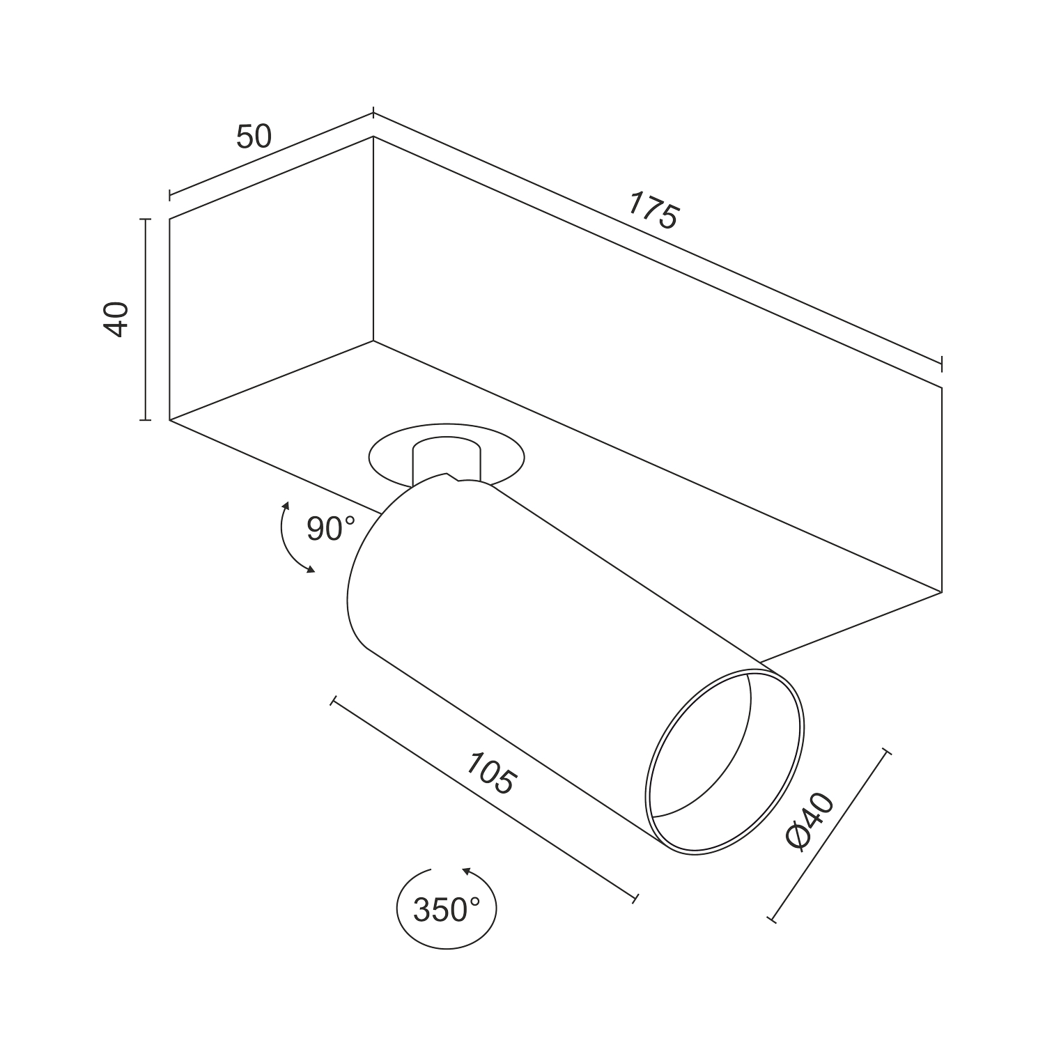 Накладной поворотный светодиодный светильник Ledron SAGITONY E S40 Black 4000K (11133)