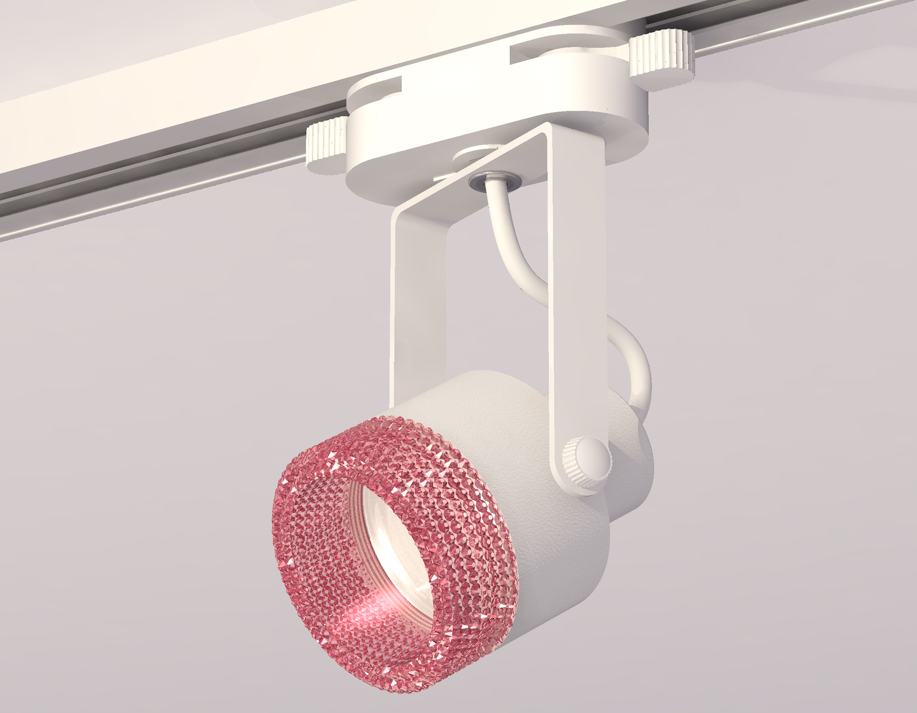 Комплект трекового однофазного светильника с композитным хрусталем XT6601062 WH/PI белый/розовый MR16 GU10 (C6601, N6152)