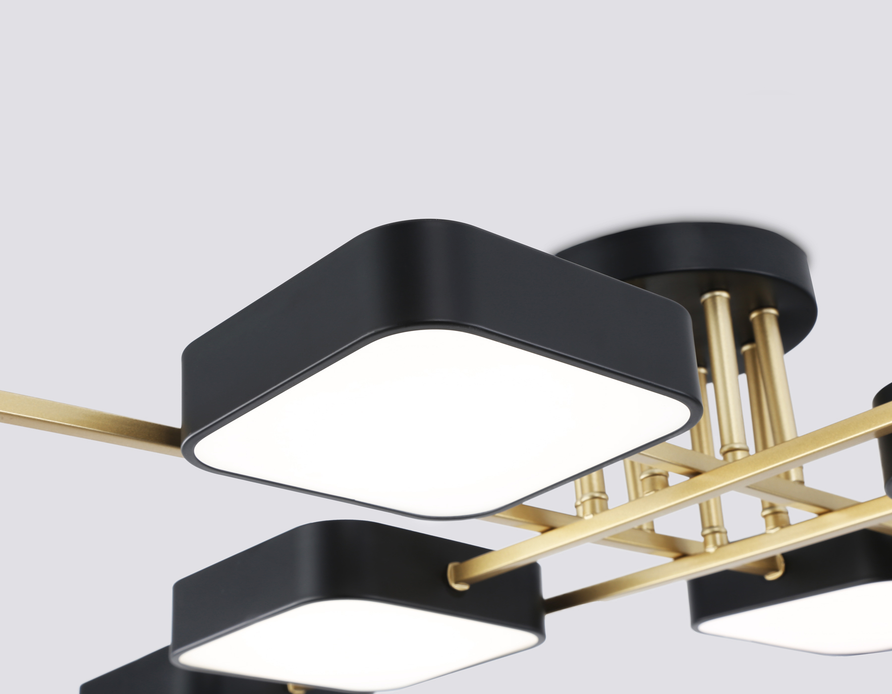 Люстра светодиодная на штанге FL516348/8 BK/GD черный/золото 144W 3000-6000K 1060*1060*150 (без ПДУ)