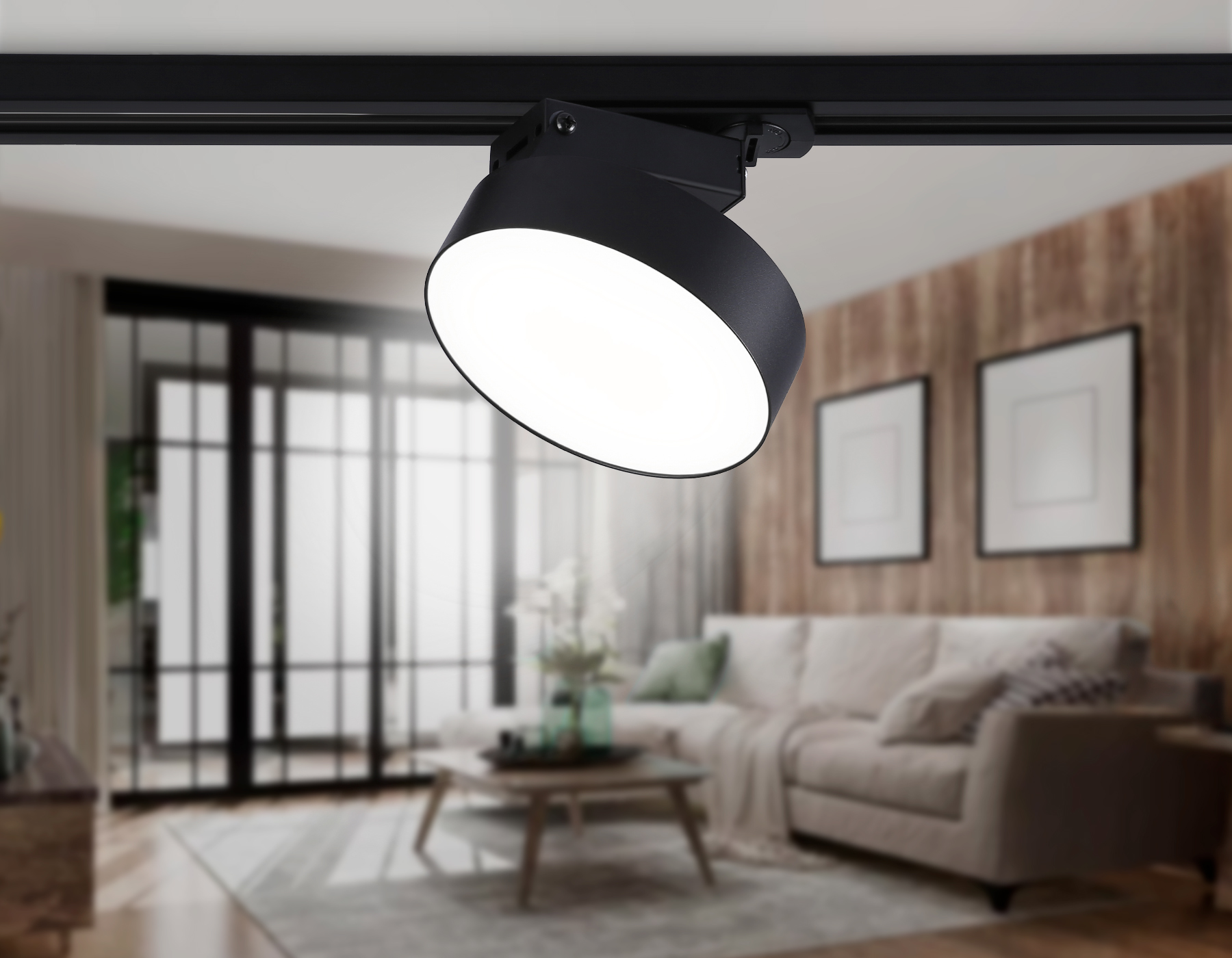 Трековый однофазный светодиодный светильник GL6842 BK черный LED 15W 4200K D115*80