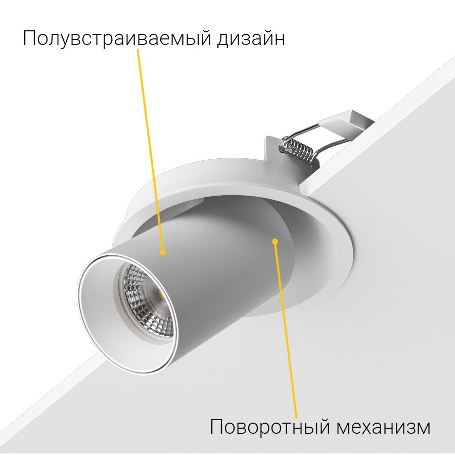 Встраиваемый поворотный светильник под сменную лампу Ledron MJ-1130 White (2319)
